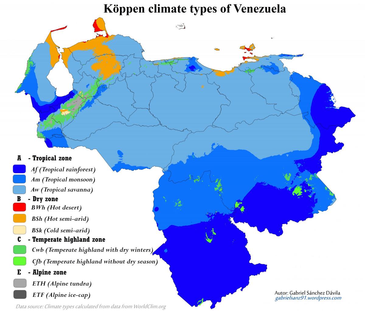 žemėlapis venesuelos klimatas