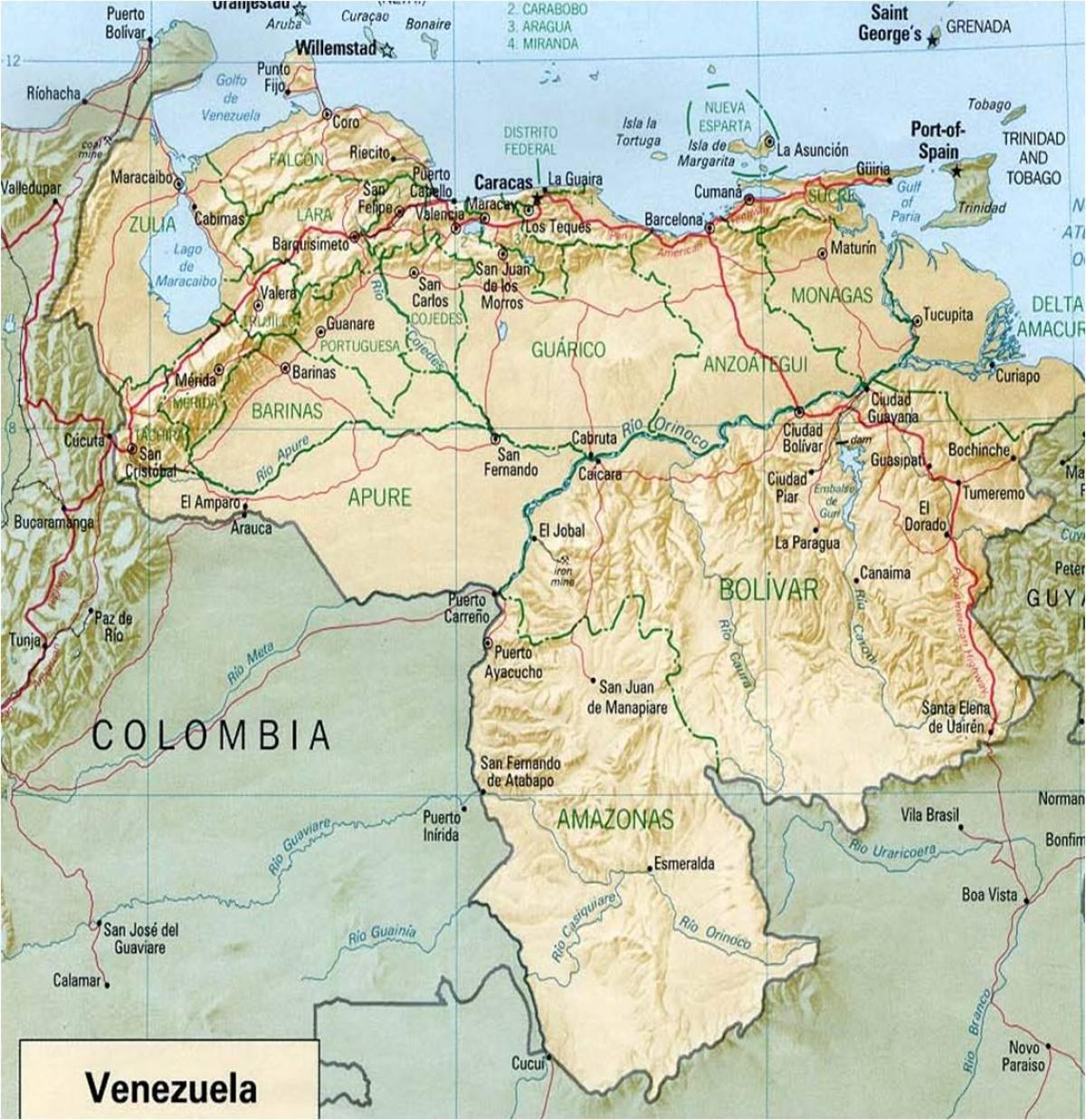 žemėlapis venesuela upės