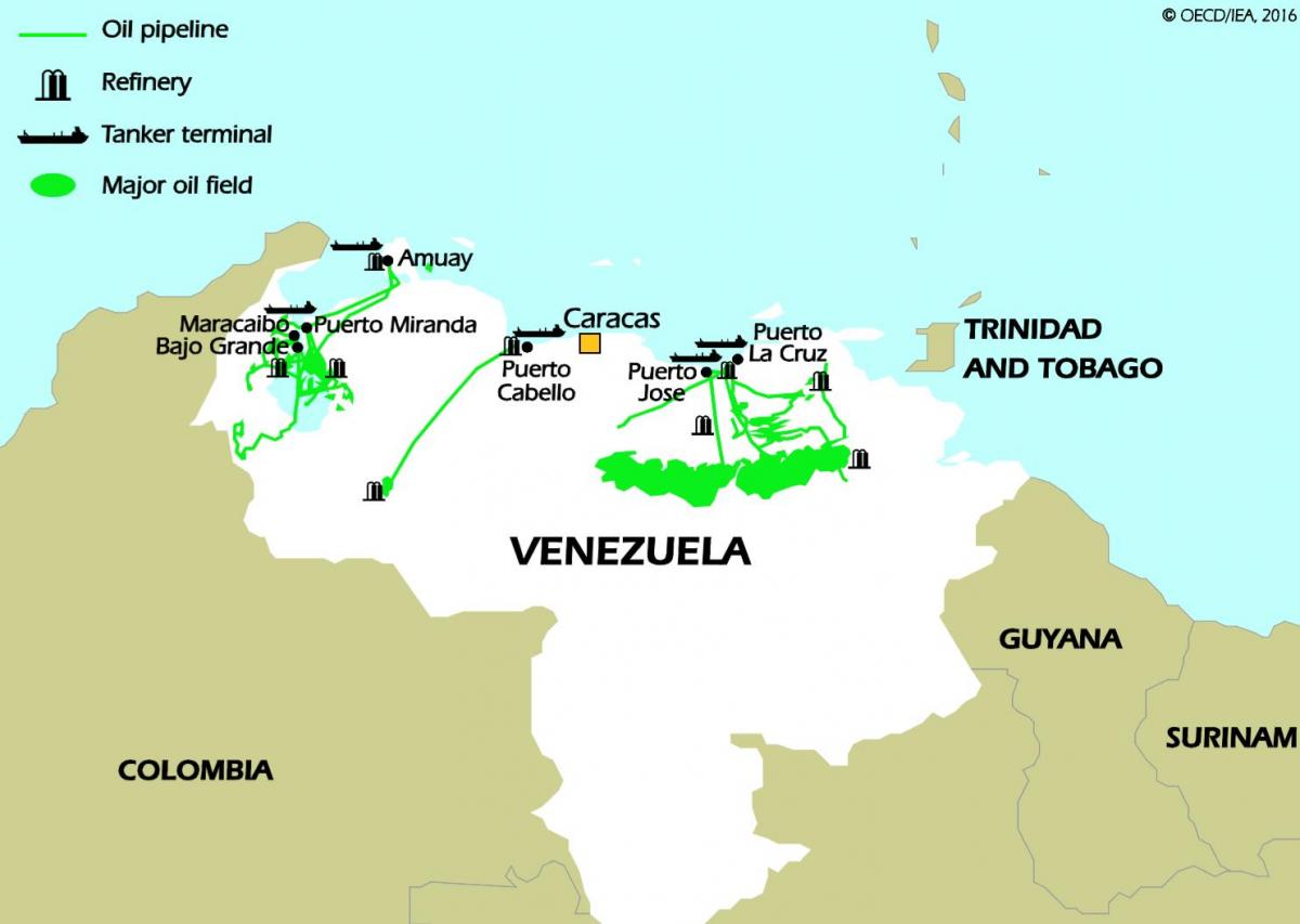 venesuelos naftos atsargų žemėlapyje