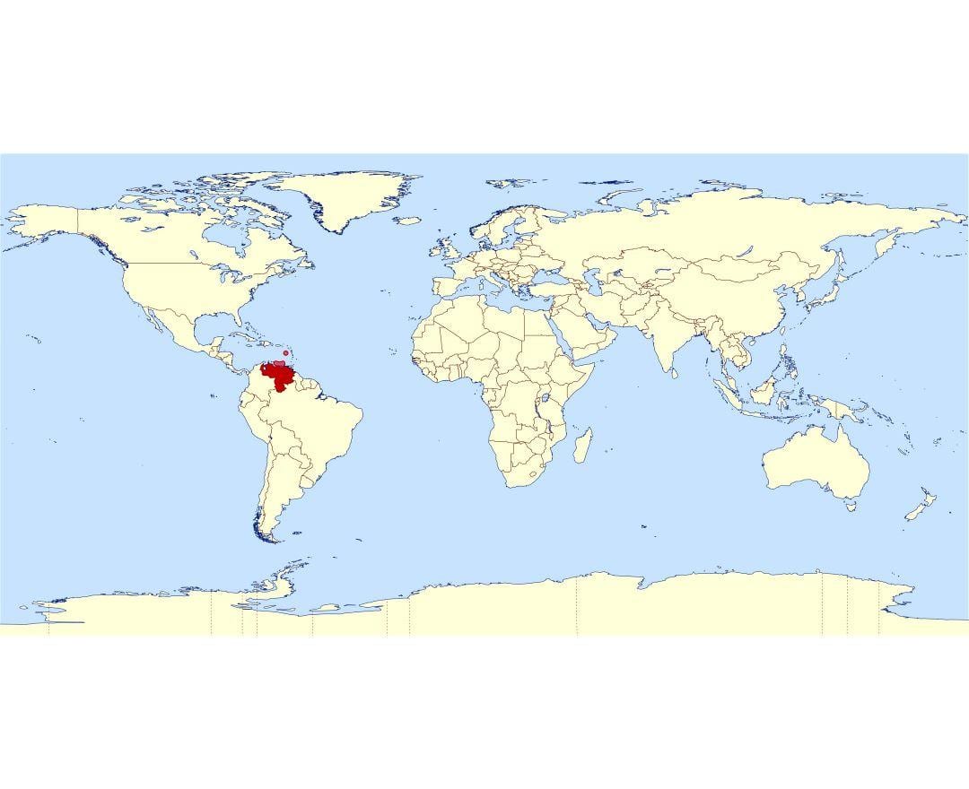 venesuela vietą pasaulio žemėlapyje
