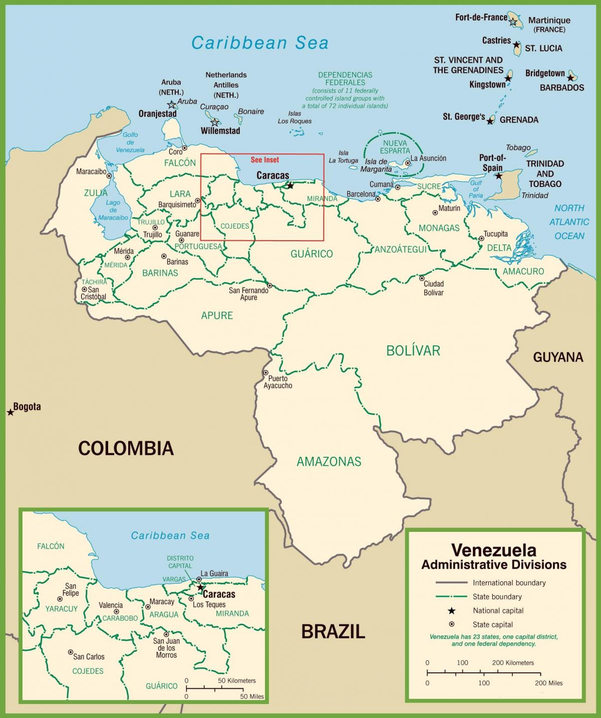 žemėlapis venesuelos politinė