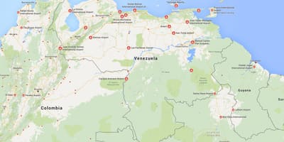 Žemėlapis venesuelos oro uostai