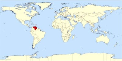 Venesuela vietą pasaulio žemėlapyje